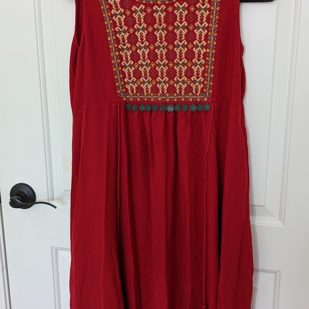 Indian cotton boho midi Dress with side knots